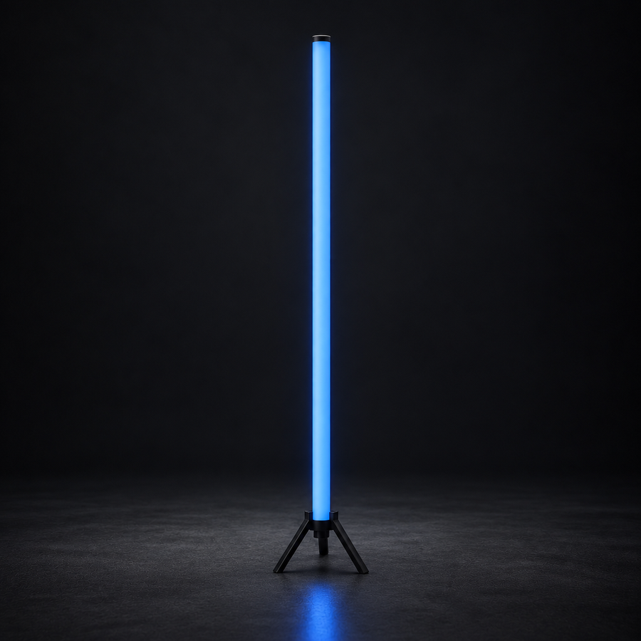 Tube LED RGB DMX BLACK ICE EVENTS — 1,5 m, vue unitaire sur support au sol, rendu studio