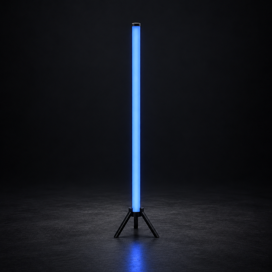 Tube LED RGB DMX BLACK ICE EVENTS — 1 m, vue unitaire sur support au sol, rendu studio