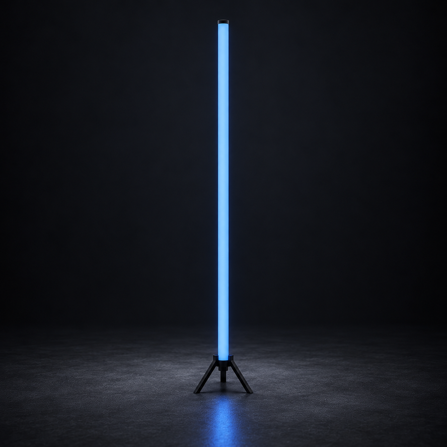 Tube LED RGB DMX BLACK ICE EVENTS — 2 m, vue unitaire sur support au sol, rendu studio